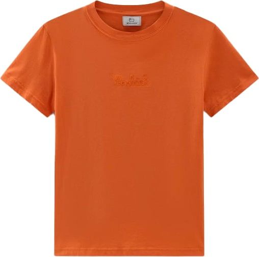 Woolrich katoenen T-shirt met logo Koi Oranje