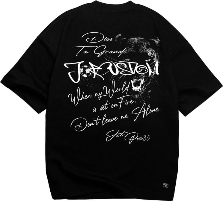 JORCUSTOM Panther Oversized Fit T-Shirt Black Zwart