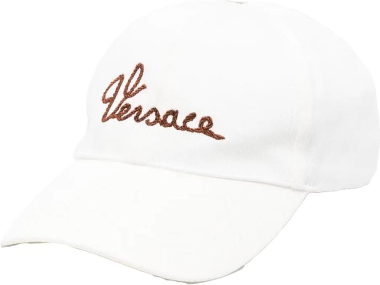 Versace logo-embroidered cotton cap Wit