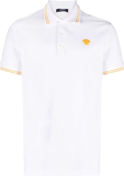 Versace Medusa Head-embroidered cotton polo Wit