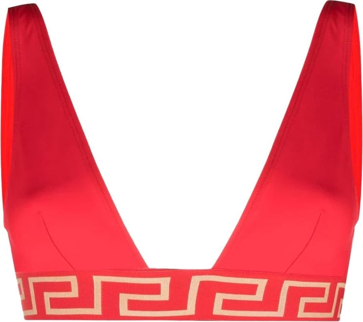 Versace La Greca-print bikini top Rood