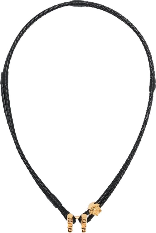 Versace Medusa-charm braided leather neckla Zwart