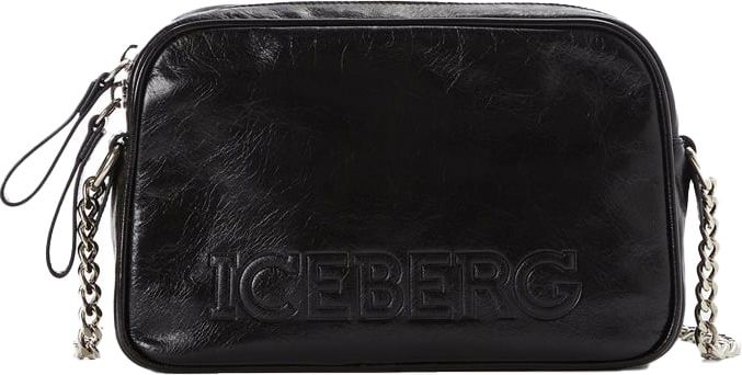 Iceberg Leather clutch bag with logo Zwart