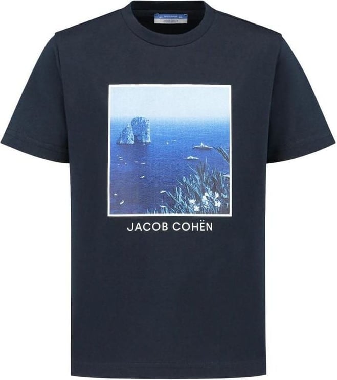 Jacob Cohen T-shirt Stamap Capri Blu-multicolor Blauw