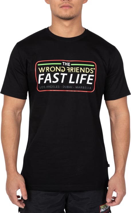 Wrong Friends FAST LIFE T-SHIRT - BLACK Zwart