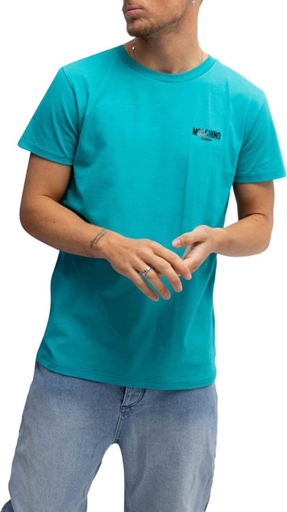 Moschino Swim T-Shirt Heren Turquoise Paars