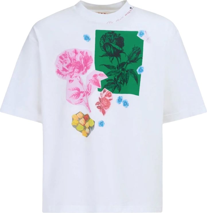 Marni Tshirt Floral Graphic Print White Wit