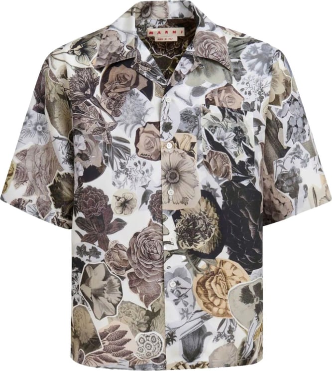 Marni S/s Shirt - Floral Grey Grijs