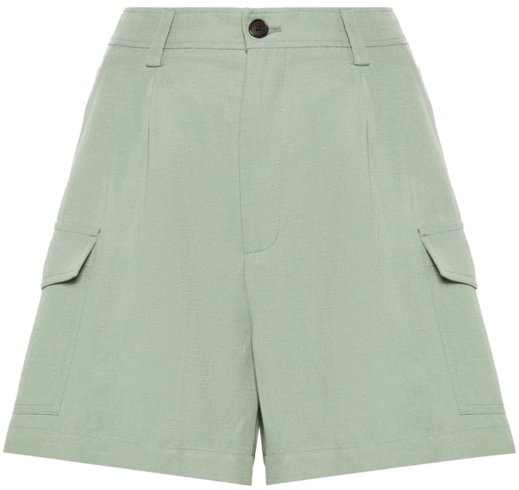 Woolrich viscose linen short lightgreen (lime) Groen