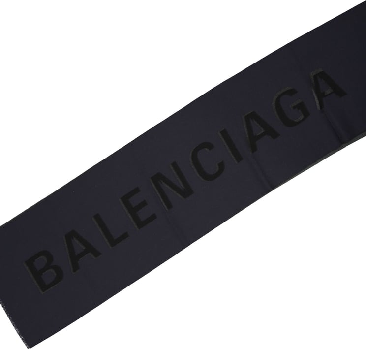 Balenciaga Balenciaga Logo Wool Scarf Blauw