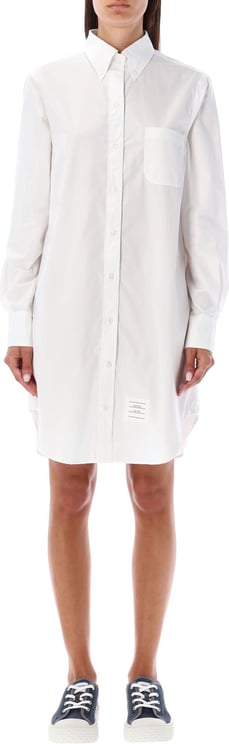 Thom Browne THIGH LENGTH POINT COLLAR SHIRTDRESS W/ Wit
