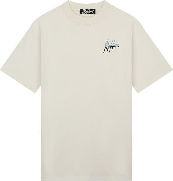 Malelions Malelions Men Split T-Shirt - Off-White/Light Blue Wit