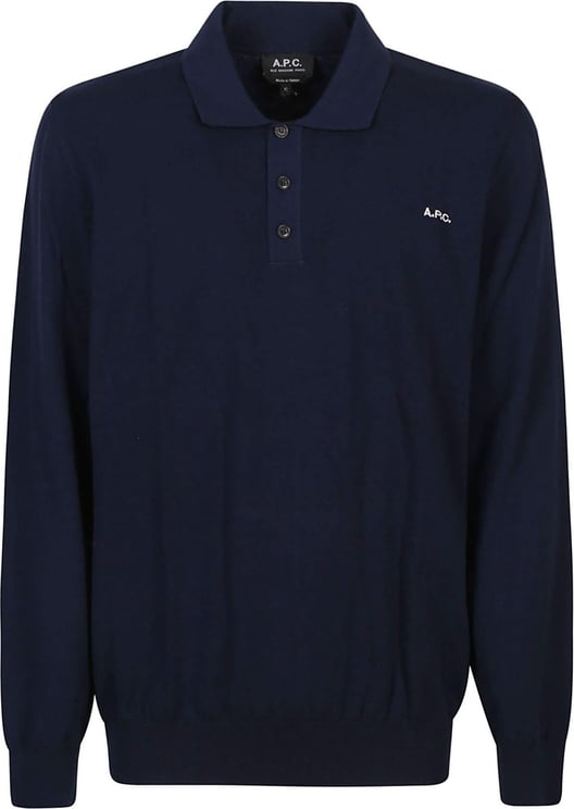A.P.C. Blaise Long Sleeve Polo Shirt Blue Blauw