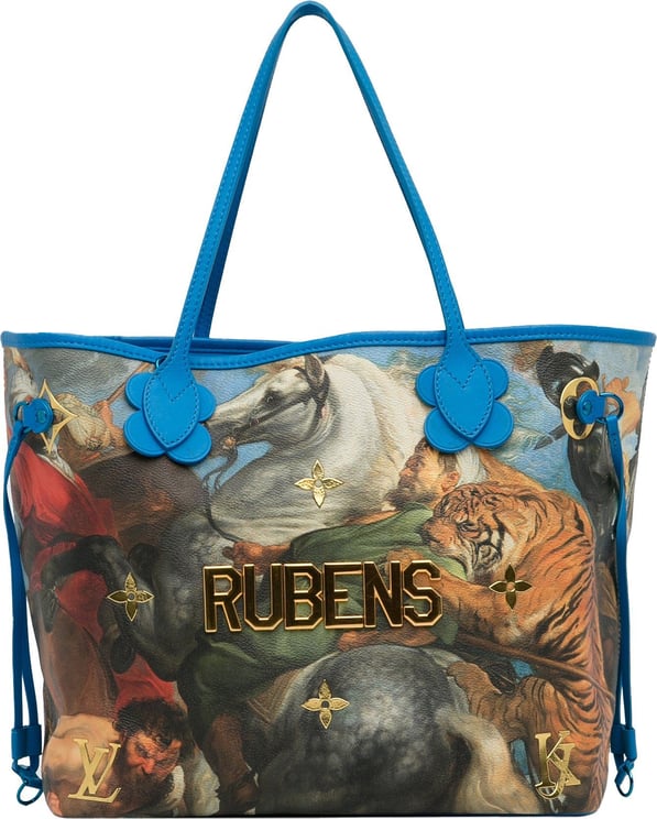 Louis Vuitton x Jeff Koons Masters Collection Rubens Neverfull MM Blauw