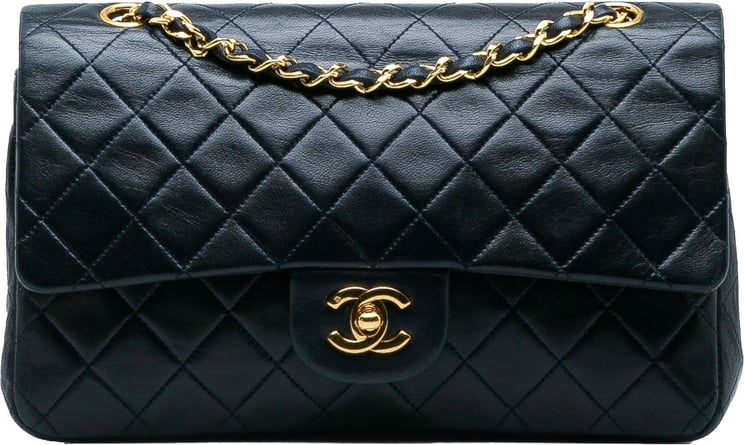 Chanel Medium Classic Lambskin Double Flap Blauw