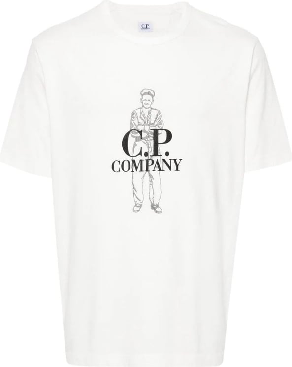 CP Company 1020 jersey british sailor t-shirt white Wit