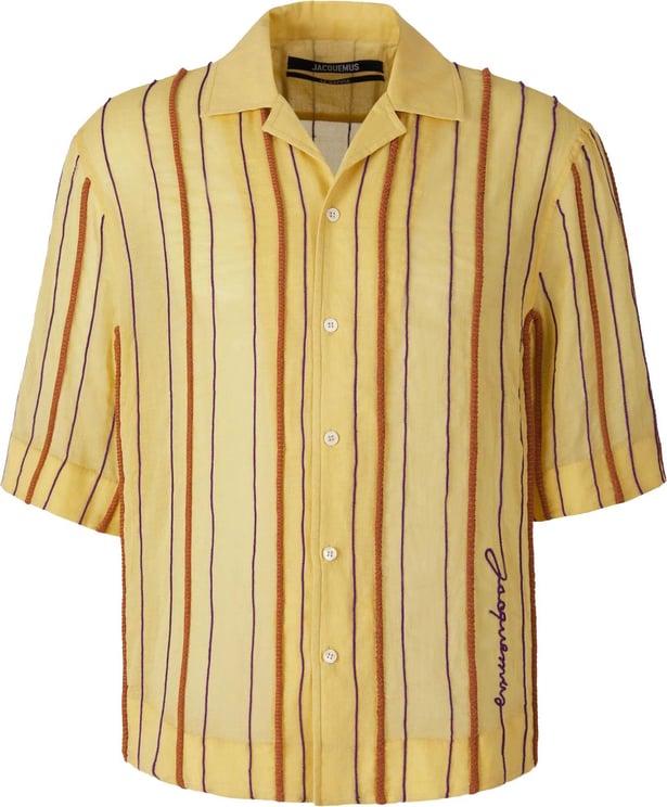 Jacquemus Embossed Striped Motif Shirt Geel