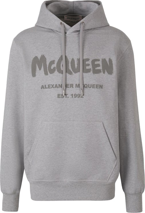 Alexander McQueen Cotton Hooded Sweatshirt Grijs