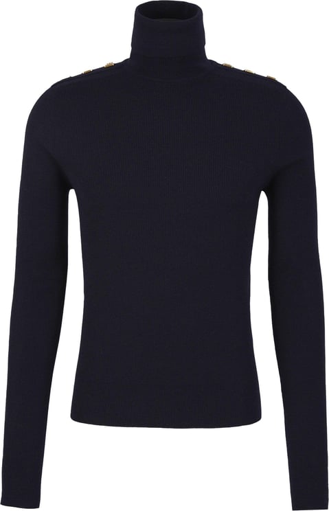Balmain Wool Turtleneck Sweater Blauw