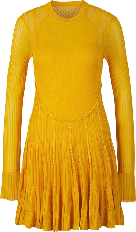 Givenchy Pleated Knit Dress Geel