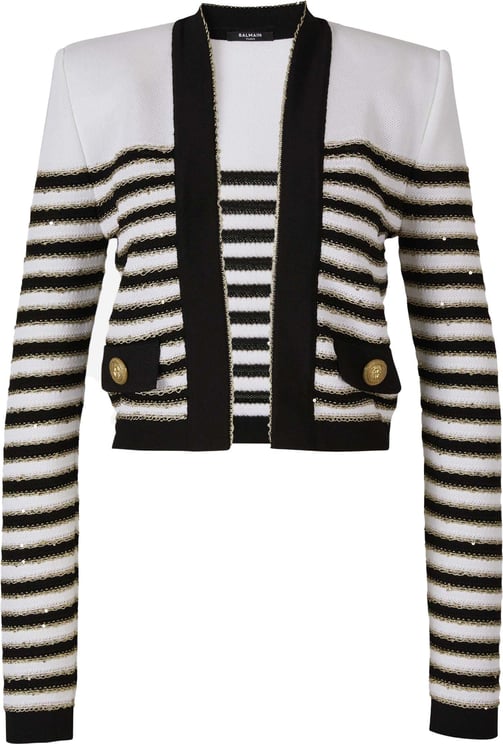 Balmain Striped Motif Jacket Zwart