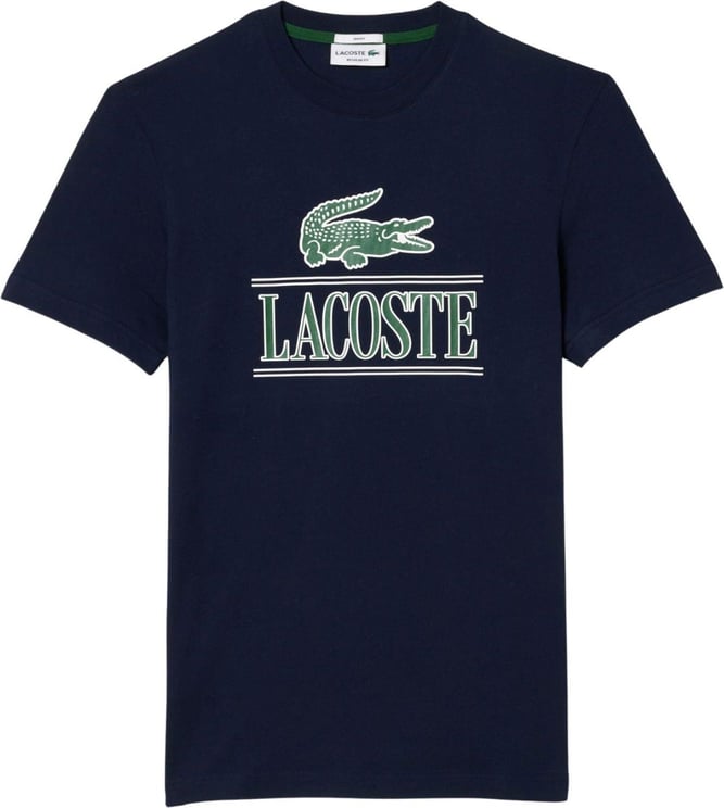 Lacoste T-shirt Uomo maxi stampa logo Blauw