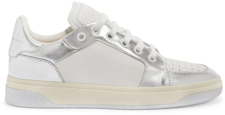 Giuseppe Zanotti witte sneakers met grijze afwerking Wit