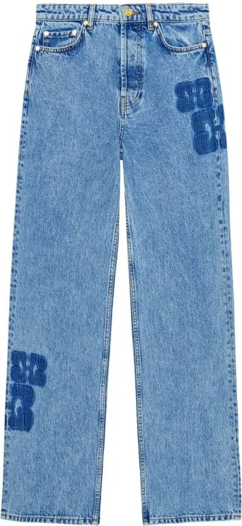 Ganni jeans blauw logo Blauw