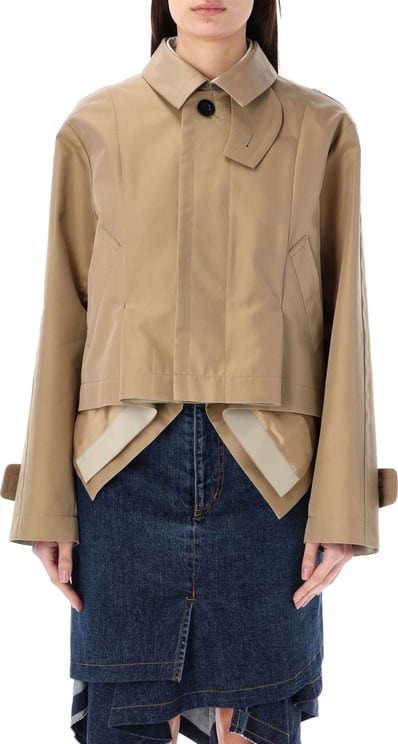 Sacai CROPPED TRENCH Beige
