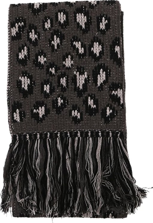 Alanui leopard intarsia scarf Zwart