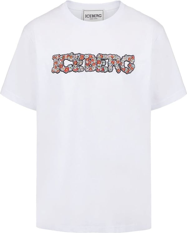 Iceberg T-shirt with floral logo Wit