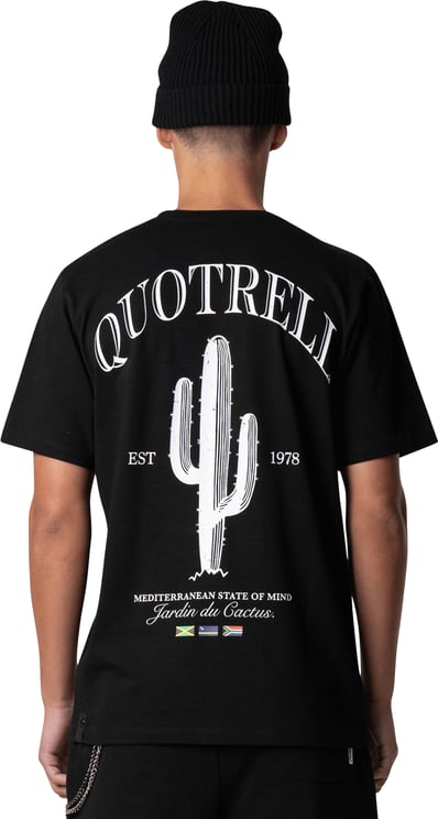 Quotrell Cactus T-shirt | Black/white Zwart