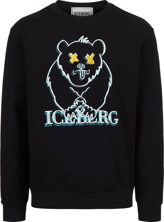 Iceberg Sweatshirt with cartoon graphics and logo Wit