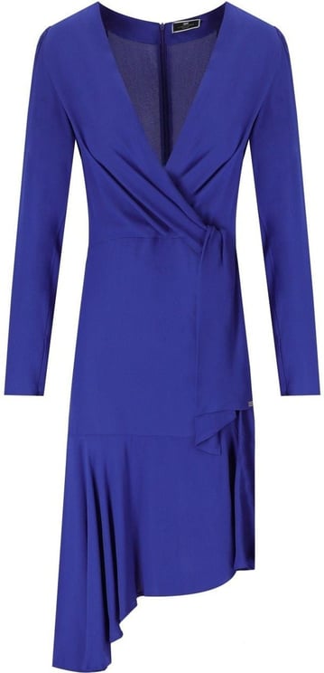 Elisabetta Franchi Indigo Blue Asymmetric Dress Blue Blauw