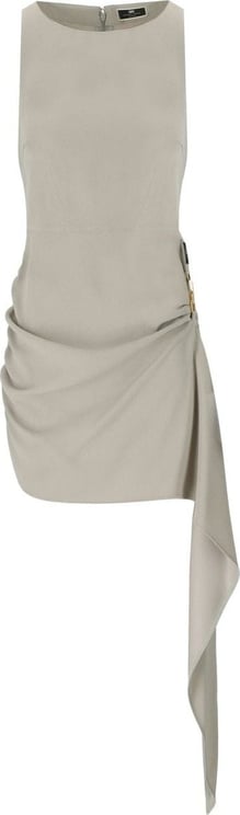 Elisabetta Franchi Pearl Grey Asymmetric Dress Gray Grijs