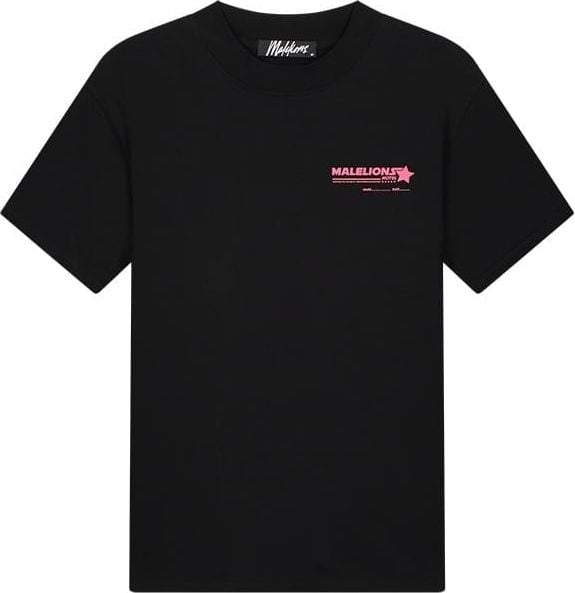 Malelions Malelions Men Hotel T-Shirt - Black/Pink Zwart