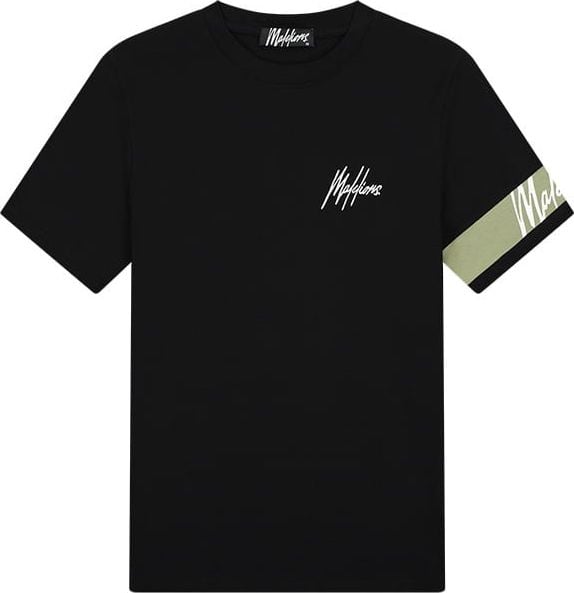 Malelions Malelions Men Captain T-Shirt - Black/Sage Green Zwart