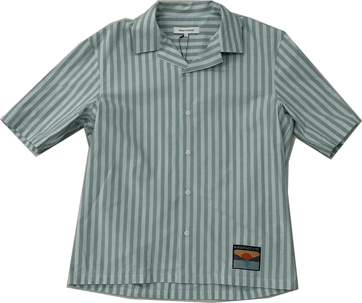 Maison Kitsuné chemise a motif de rayures Groen