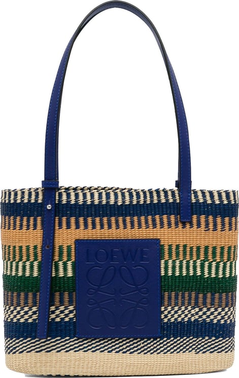 Loewe Stripe Raffia Tote Bag Blauw