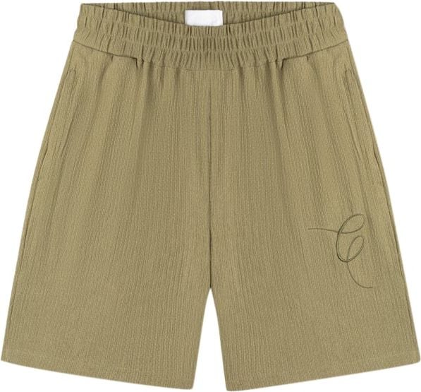 Croyez croyez seersucker shorts - washed olive Groen