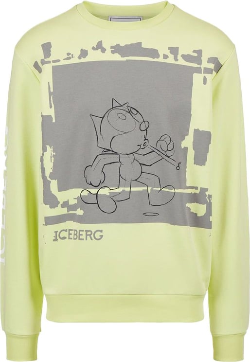 Iceberg Sweatshirt with cartoon graphics and logo Geel