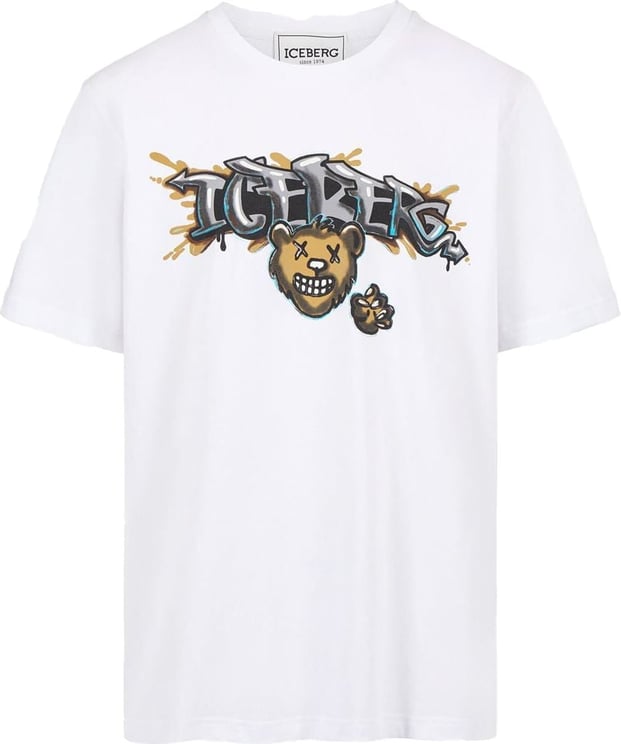 Iceberg T-shirt with cartoon graphics and logo Wit
