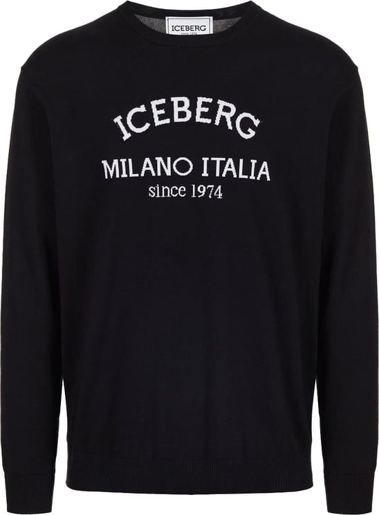 Iceberg Crewneck sweater with logo Zwart