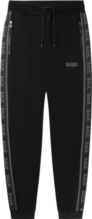 BALR Joggings Broeken Zwart Q Tape Sweatpants Jet Black Zwart