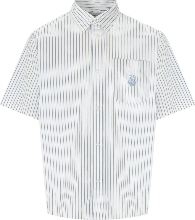 Carhartt Wip S/s Linus White Light Blue Shirt White Wit