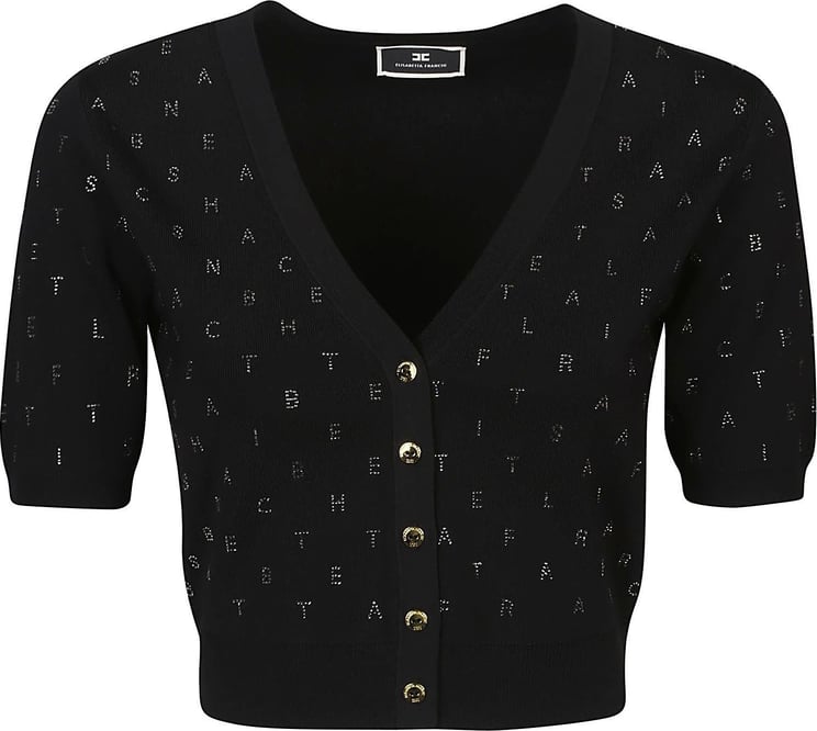 Elisabetta Franchi Tricot Short Sleeve Sweater Black Zwart