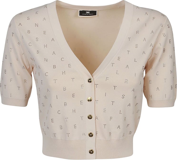 Elisabetta Franchi Tricot Short Sleeve Sweater White Wit