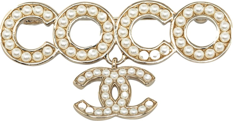 Chanel Coco Faux Pearl Brooch Wit