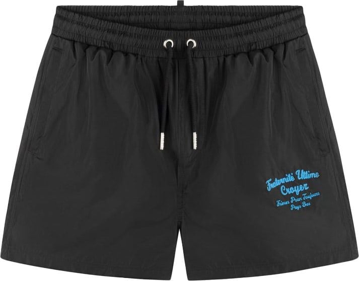Croyez croyez fraternité swim shorts - vintage black/royal blue Zwart