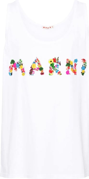 Marni Tank Top Floral Logo White Wit